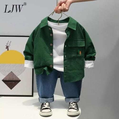 New 3pcs spring style boys' long-sleeved shirt suit childrens casual western style striped baby handsome childrens clothing