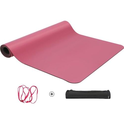 Pure Color Yoga Mat PU+Rubber 5mm Sports Fitness Non-slip Pilates Yoga Mat for Gym Exercise Workout Fitness w/ Free Bag Bundle