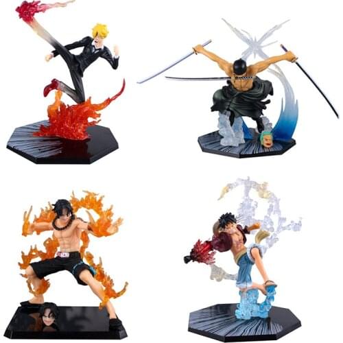 One Piece Portgas D Ace Monkey·D·Luffy Roronoa Zoro Battle Fire Action Figures Toys Collectible Figurines PVC Model Toy Figurine