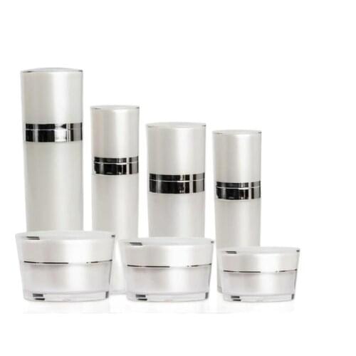 50ML pearl white silver pump cone-shape acrylic bottle for serum/lotion/emulsion/foundation cosmetic packing plastic bottle