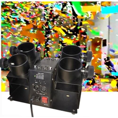 Four Double Shot Streamer Launcher confetti Machine DMX512 & Remote Control Wedding Cannon Stage Christmas Show