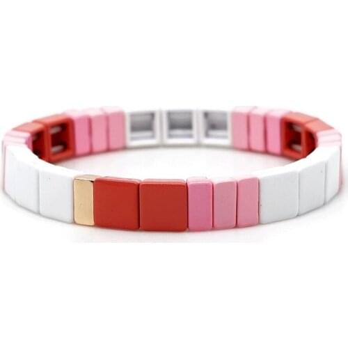 Rainbow Bracelet Multicolor Elastic Boho Paint For Women Charm Alloy Paint Bracelet Pulseras Mujer Party Wedding New Year Gift