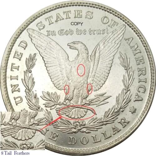 United States 1878 Morgan One Dollar 8 Tail Feathers Cupronickel Plated Silver Copy Coins/High Quality