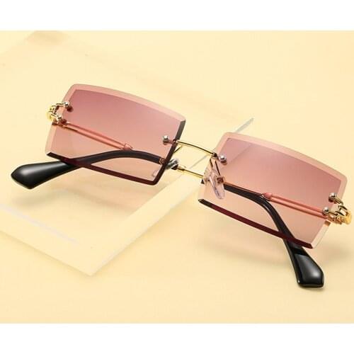 Fashion Rimless Rectangle Sunglasses UV400 Protection HD Visual Glasses Unisex Anti-glare Eyewear Summer Outdoor Beach Eyewear