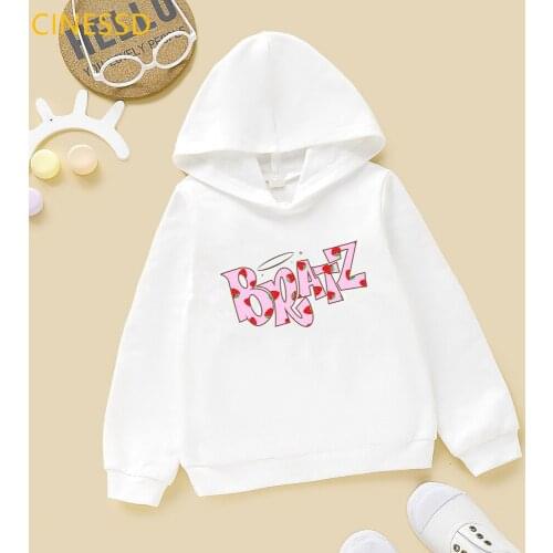 Strawberry Bratz Letter Print Hoody For Girls Kids Clothes Harajuku Kawaii Children Clothing Plus Velvet Thickening Sweatshirt