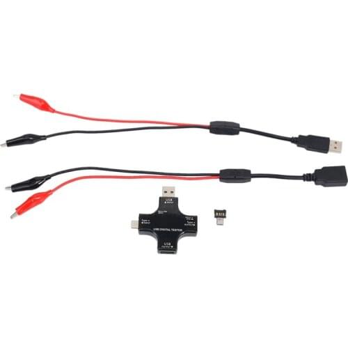 USB C Tester,2 in 1 Type C USB Tester Color Screen IPS Digital Multimeter,Voltage,Current,Power,Resistance,Temperature,with Clip