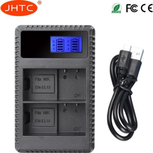 JHTC EN-EL15 LED Display Rechargeable Li-ion Battery Charger with USB Cable For Nikon 1 V1 D600 D610 D750 D800 D810 D810A