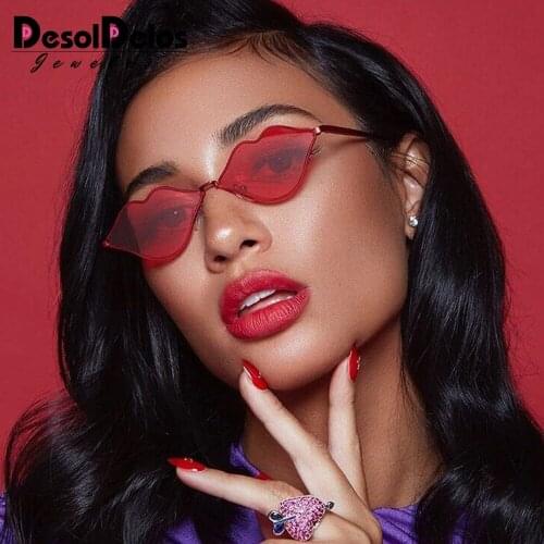 Sexy Red Lips Sunglasses 90S Hippie Vintage sun galsses for Women Festival Rave Party Sun Glasses Ladies Eyeglasses