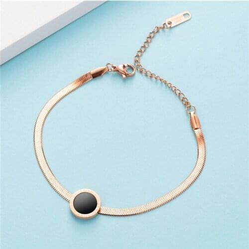 2021 Trend Female Length 200mm Fashion Titanium Steel Bracelet For Women Rose Gold Snake Bone Circle Jewelry For Women