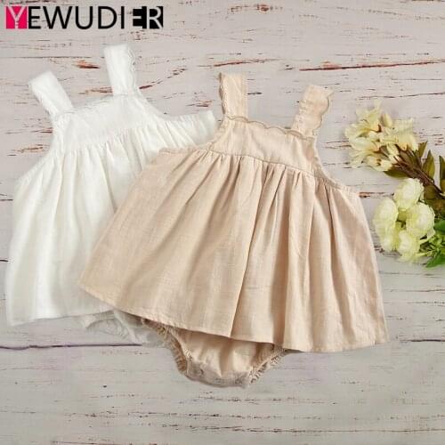 0-3T Baby Girl Rompers Clothes Sweet Suspenders Dress Newborn Solid Casual Playsuits Infant Toddler Jumpsuits Outfits For Summer