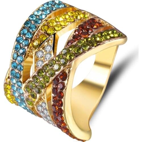 Womens Ring Five Zircon Color Geometric Cross Ring Fashion Charm Banquet Engagement Ring Give Girlfriend Birthday Gift