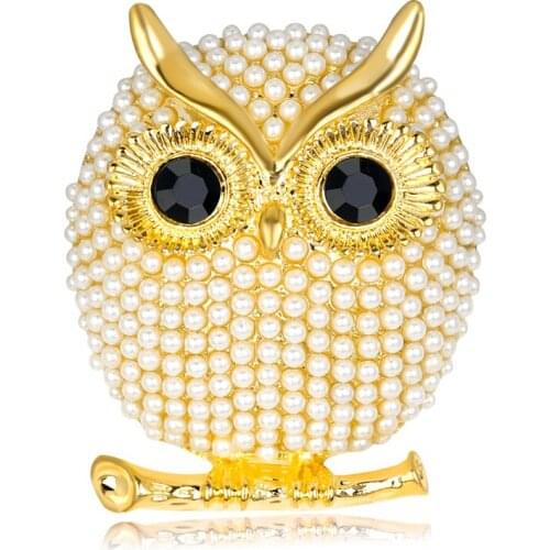 Golden han edition jewelry owl brooches pearl pin joker clothing xionghua brooch hand bouquet