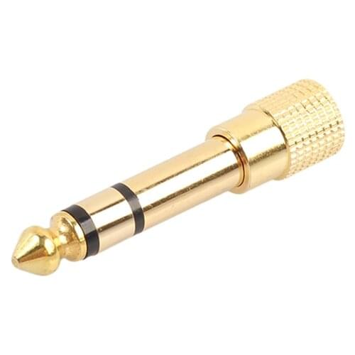 1PC Portable Durable Golden 6.35 Male To 3.5 Female Stereo Adapter Plug Headphone Adapter Plug Terminals Audio Plug