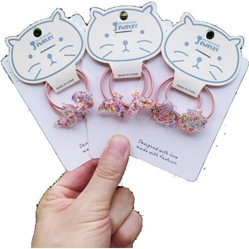 2PCS Sequined Seahorse Princess Headwear Kids Elastic Hair Bands Cute Children Hair Ties Ropes Girls Accessories Baby Headdress