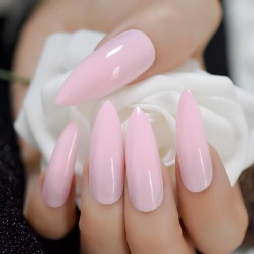 24Pcs Extra Long Stiletto Pure Color Optional Nail Tips Wholesale Full Cover Nails Gels Nails Artificial False Nail