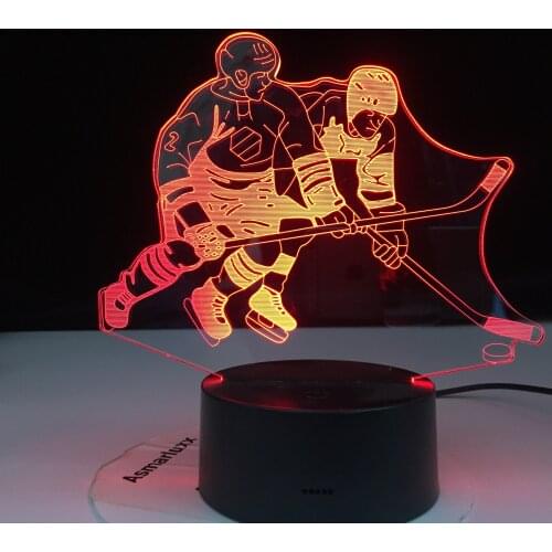 Ice Hockey Game 3D 7 Color Lamp Visual Led Night Lights For Kids Touch Usb Table Lampara Lampe Dropshipping