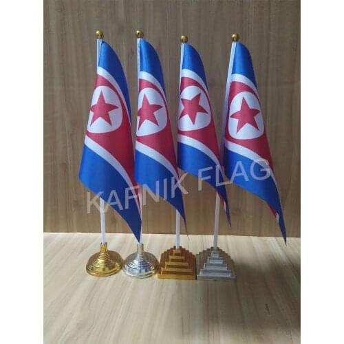 KAFNIK,5/10pcs a lot North Korea table desk flag banner 14*21cm flag /Plastic flags or suction cups for your choice