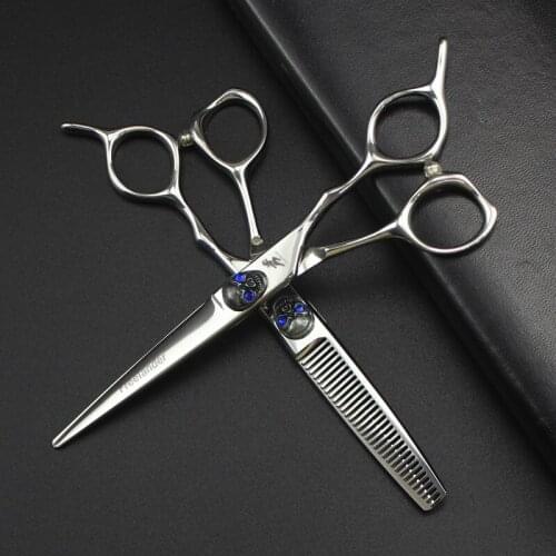 "6.0\"sale Silver Japanese Hair Scissors 440C Cheap Hairdressing Scissors Thinning Shears Hairdresser Shaver Haircut Japan Size"