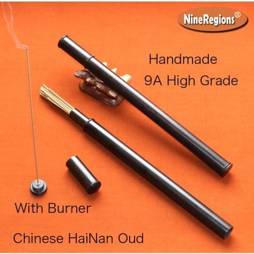6g 20sticks 9A Handmade Chinese HaiNan oud stick incense ebony tube with incenso burner natural fragrance strong aloes aromatic