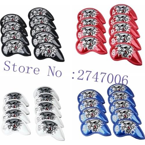 9pcs/set golf iron headcover iron club covers set skull head cover 4 colors for choose