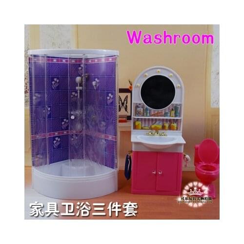Free Shipping washroom Girl birthday gift Play Set girl home toys doll Furniture for barbie doll