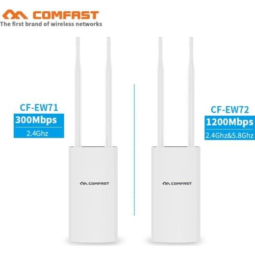 Comfast wireless outdoor AP 2.4G&5.8G 300M~1200Mbps 48V PoE wifi router signal booster base station with DUAL antennas for park