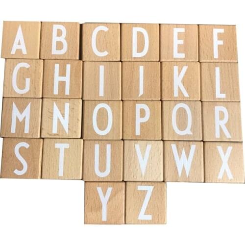 26Pcs Wood Building Blocks Alphabet Letters Children Toddler Early Educational Learning Toys Natural Beech Cubes Photo Props