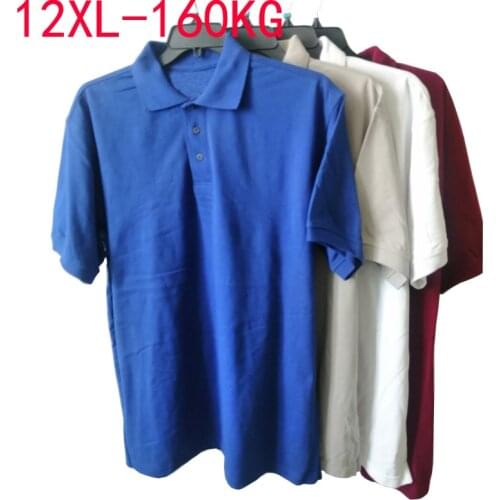 High quality summer Men t shirt short sleeve cotton large size 5XL 9XL 12XL turn down collar business tees button tops blue 54