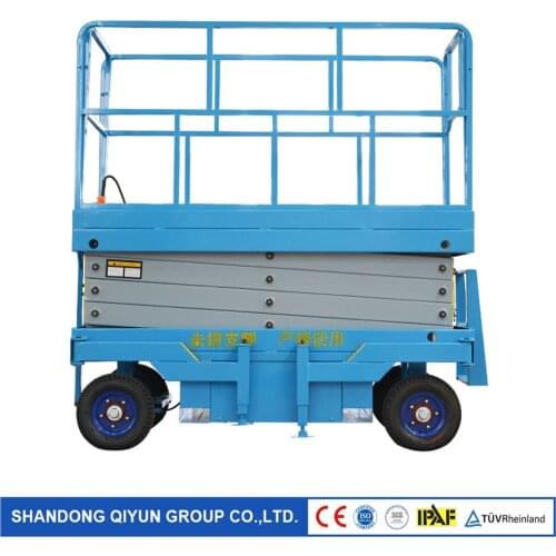 Qiyun 4m to 18m 220/390v 50Hz Hydraulic Mobile Scissor Lift with Heavy Load Capacity 500-2000kg OEM ODM