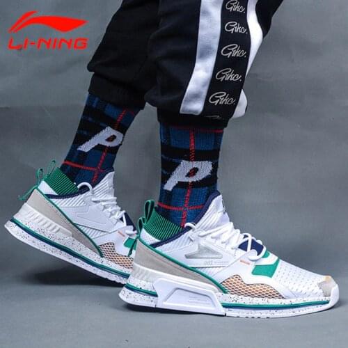 Li-Ning Men 001 SHAKE Classic Walking Shoes Breathable Mono Yarn Retro Dad Shoes LiNing Sport Shoes Sneakers AGLP007 SJFM19