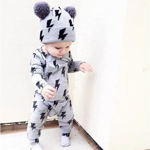 2020 baby boy girl rompers Long sleeve Cotton baby boy clothes Lightning print Fashion infant clothing jumpsuit autumn