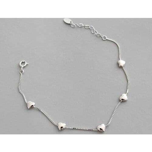 Korean pop 100% 925 sterling silver mini heart bracelets for women accessories,elegant girlfriend gift bracelet bangle jewellery