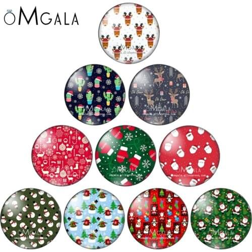 Beauty Fashion Merry Christmas 10pcs 12mm/18mm/20mm/25mm Round photo glass cabochon demo flat back Making findings