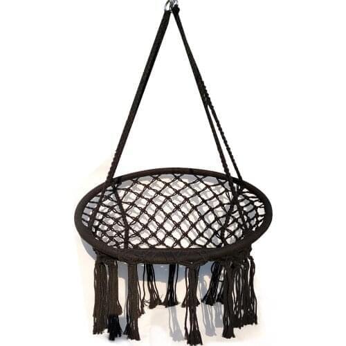 Hammock Chair Swing-Bed Nordic Rope With Knitted Handmade Cotton For Kids & Adult Outdoor