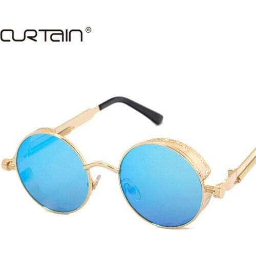 Round Metal Sunglasses Steampunk Men Women Fashion Glasses Brand Designer Retro Vintage Sunglasses UV400