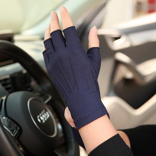 2020 Summer Sunscreen Gloves Male Female Thin Absorb Sweat Breathable Non-Slip Man Woman Half Finger Mittens Unisex SZ104W-4