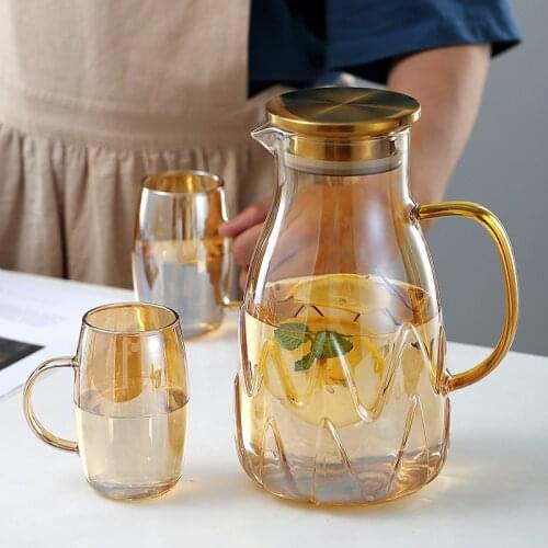 Summer household glass cold water jug large capacity cold water cup high borosilicate glass juice jug water kettle