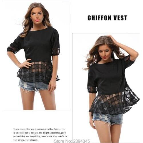 2016 summer new large size women fat mm loose thin chiffon shirt sleeve and five ladies T-shirt coat