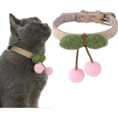 1pcs Cute Pet Collar Lovely Cherry Adjustable Dog Collar Cat Collar Pet Necklace Collar for Dog Cats