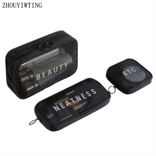 Multifunction Travel Mesh Makeup Bag For Women Fashion Toiletries Organizer Waterproof Storage Neceser Cosmetic Cases Wash Pouch