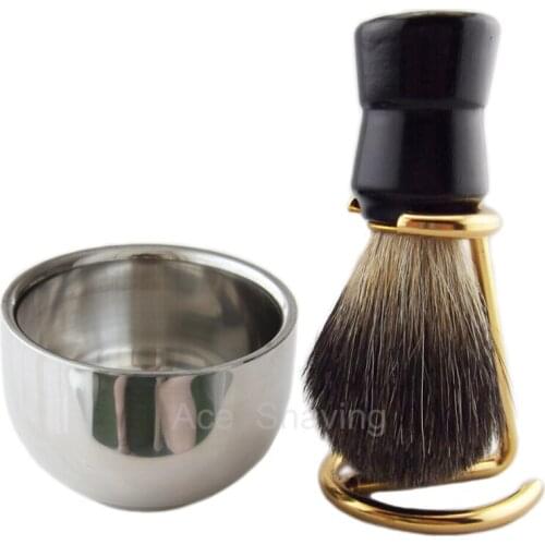 Shaving Set Stand Brush Holder Metal Bowl Mug Badger Hair Mens Grooming Tool Wet Beard Remove Kits