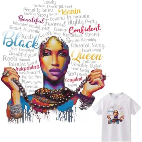 Painted Black Girl Patches On Clothing Personality Iron-On Transfers For Clothes DIY Washable T-Shirts Thermo Adhesive Stickers