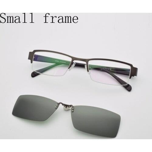 Small-Frame Glasses Half-Frame For Men With Polarized Magnet Sunglasses Clip On Anti-Ultraviolet Eyeglasses Thin Face