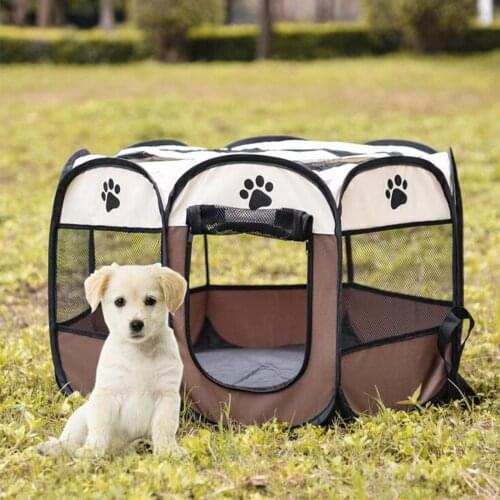Dog House Portable Foldable Playpen Pet Puppy Exercise Dog Kennel Cage Resistant Outdoor pet mat Removable dog tent Bed fence