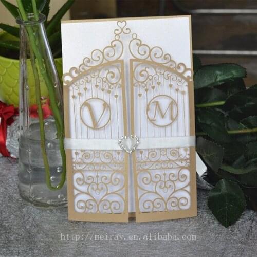Personalized vintage wedding invitations sets creative laser cut initial