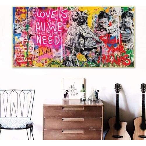 Love All We Need Graffiti Posters And Prints Modern Street Wall Art Picture Print Home Decor Canvas Painting Living Room Mural