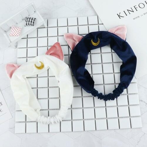 Sailor Moon Luna Cat Ears HairBand for girls Headband Anime Cosplay Cute Face Washing Makeup Tool For Women Lolita Headwear