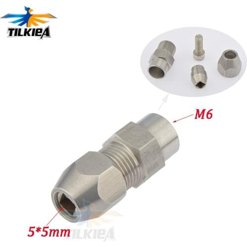 RC Boat Flexible Coupling CNC Stainless Steel M6*Square(5x5mm) Flex Collet Coupler For 6.35mm Flexible Shaft