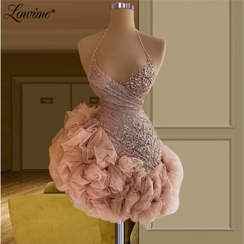 Luxury Beaded Short Party Dress Ball Gown Prom Dresses 2021 Girls Graduation Dress Sequin Sexy Evening Gown Custom Made