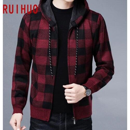 RUIHUO Men's Cardigans With A Hood